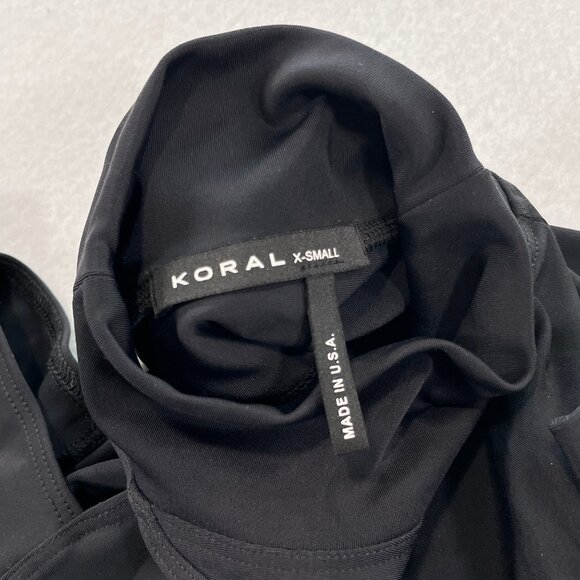 KORAL Activewear Womens XS Outlaw Blackout Long Sleeve Mock Neck Crop Top EUC - Picture 10 of 16